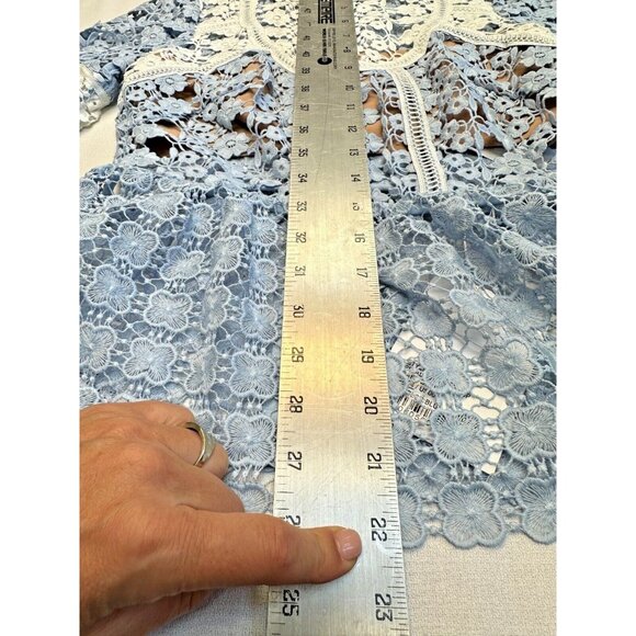 Self Portrait Blouse Top Petal Panelled Top Baby Blue Size 0 UK4 Orig Price $340 - Picture 16 of 16